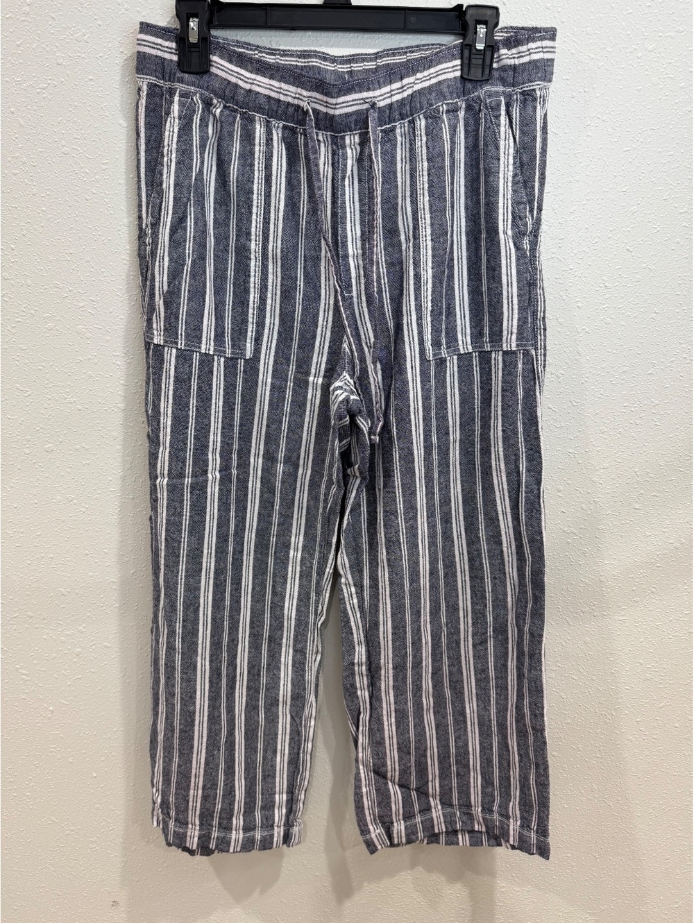 Gap Women’s M Petite Blue White Striped Wide Leg Pull-On Pants Coastal